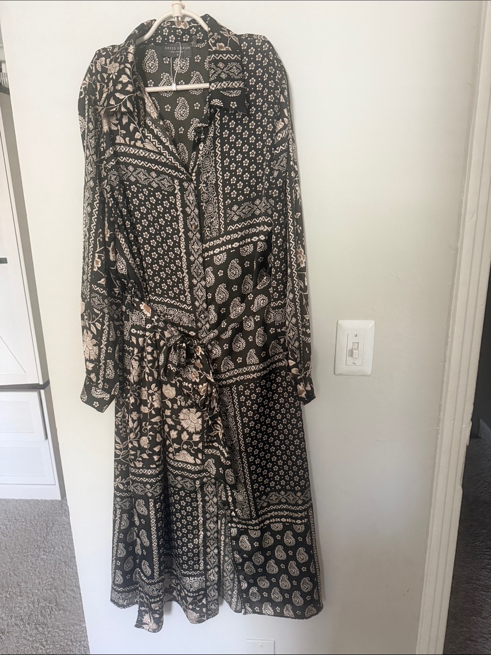 Dress Forum Black and Cream Patchwork Shirt Dress size M